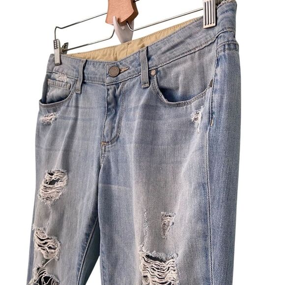 Paige Jimmy Jimmy Crop Jeans in Distressed Light Denim Low Rise in Size 27 - Picture 6 of 10